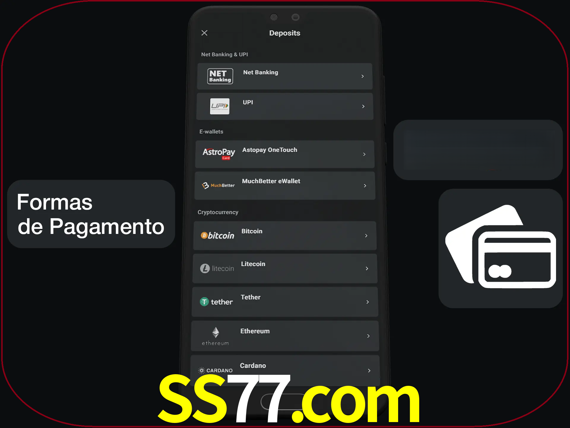 Escolha a forma de pagamento de sua preferência.